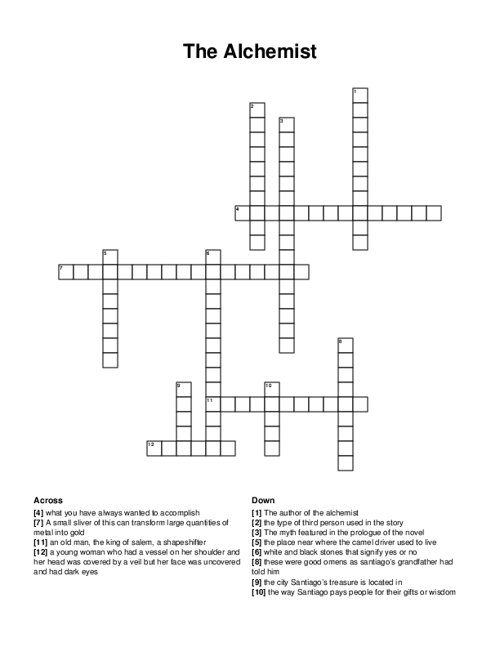 The Alchemist Crossword Puzzle