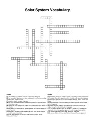 Solar System Vocabulary crossword puzzle