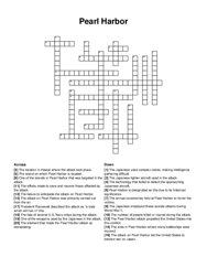 Pearl Harbor crossword puzzle