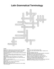 Latin Grammatical Terminology crossword puzzle
