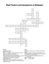 Risk Factors and Symptoms of Diabetes crossword puzzle