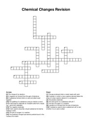 Chemical Changes Revision crossword puzzle