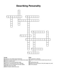 Describing Personality crossword puzzle