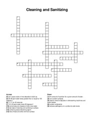 Cleaning and Sanitizing crossword puzzle