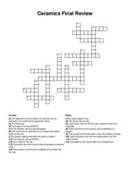 Ceramics Final Review crossword puzzle