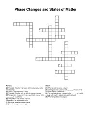 Phase Changes and States of Matter crossword puzzle