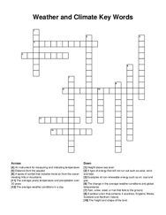 Weather and Climate Key Words crossword puzzle