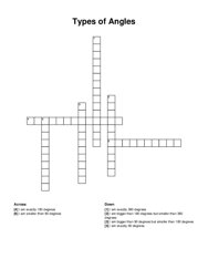 Types of Angles crossword puzzle
