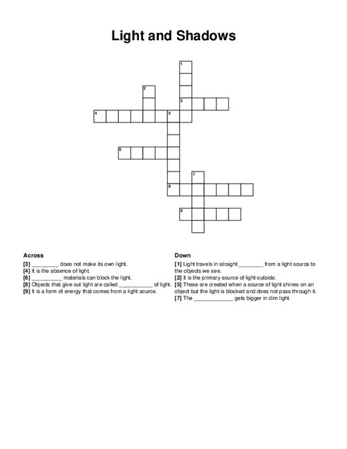 Light and Shadows Crossword Puzzle