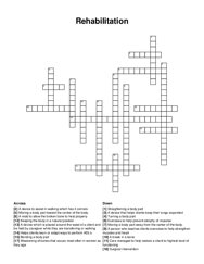 Rehabilitation crossword puzzle