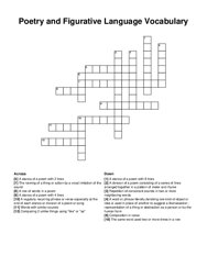 Poetry and Figurative Language Vocabulary crossword puzzle