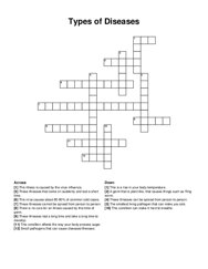 Types of Diseases crossword puzzle