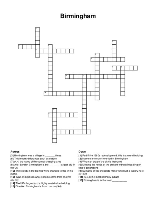 Birmingham Crossword Puzzle
