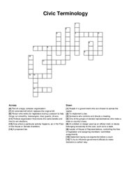 Civic Terminology crossword puzzle