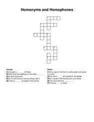 Homonyms and Homophones crossword puzzle