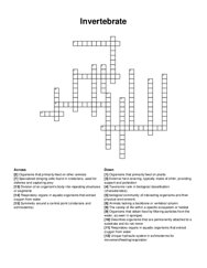 Invertebrate crossword puzzle
