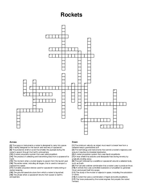 Rockets Crossword Puzzle