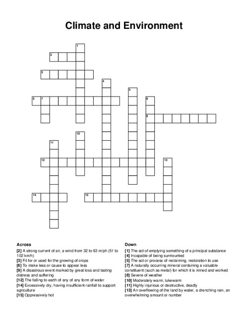 Climate and Environment Crossword Puzzle