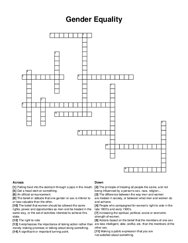 Gender Equality crossword puzzle