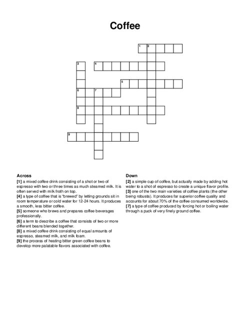 Coffee Crossword Puzzle