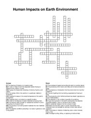 Human Impacts on Earth Environment crossword puzzle