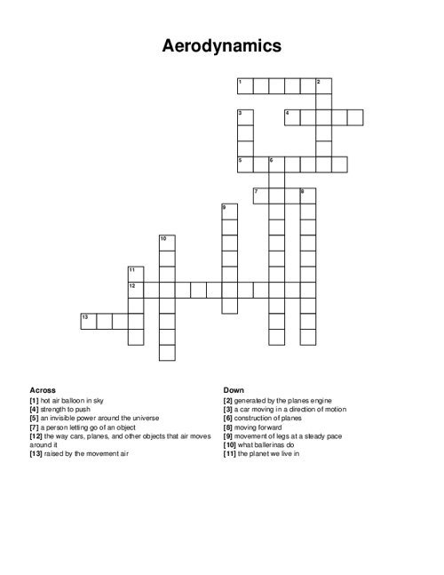 Aerodynamics Crossword Puzzle