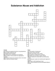 Substance Abuse and Addiction crossword puzzle