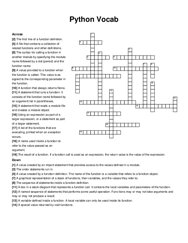 Python Vocab crossword puzzle