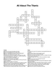 All About The Titanic crossword puzzle