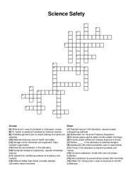 Science Safety crossword puzzle
