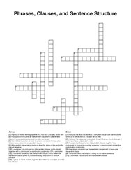 Phrases, Clauses, and Sentence Structure crossword puzzle