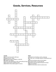 Goods, Services, Resources crossword puzzle