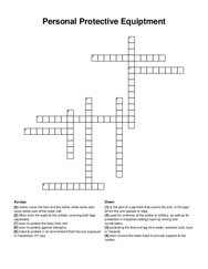 Personal Protective Equiptment crossword puzzle