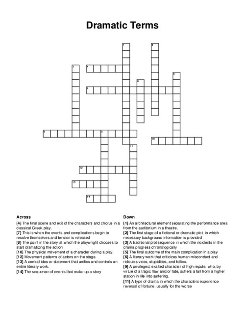 Dramatic Terms Crossword Puzzle