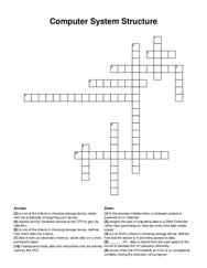 Computer System Structure crossword puzzle