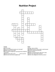 Nutrition Project crossword puzzle