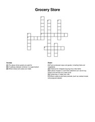 Grocery Store crossword puzzle