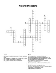 Natural Disasters crossword puzzle