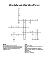 Electricity and Alternating Current crossword puzzle