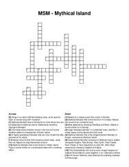 MSM - Mythical Island crossword puzzle