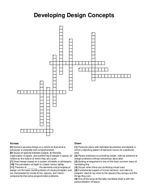 Developing Design Concepts Crossword Puzzle