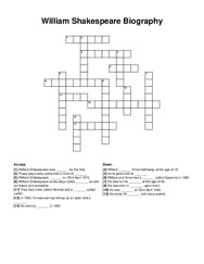 William Shakespeare Biography crossword puzzle