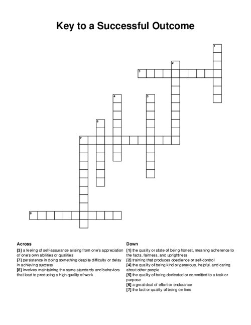 Key to a Successful Outcome Crossword Puzzle