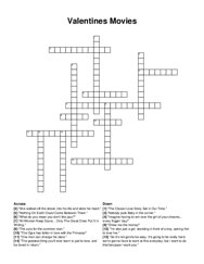 Valentines Movies crossword puzzle