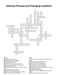 External Process and Changing Landform crossword puzzle