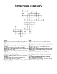 Homophones Vocabulary crossword puzzle