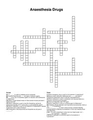 Anaesthesia Drugs crossword puzzle