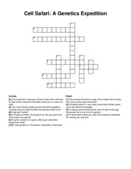 Cell Safari: A Genetics Expedition crossword puzzle