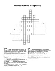 Introduction to Hospitality crossword puzzle