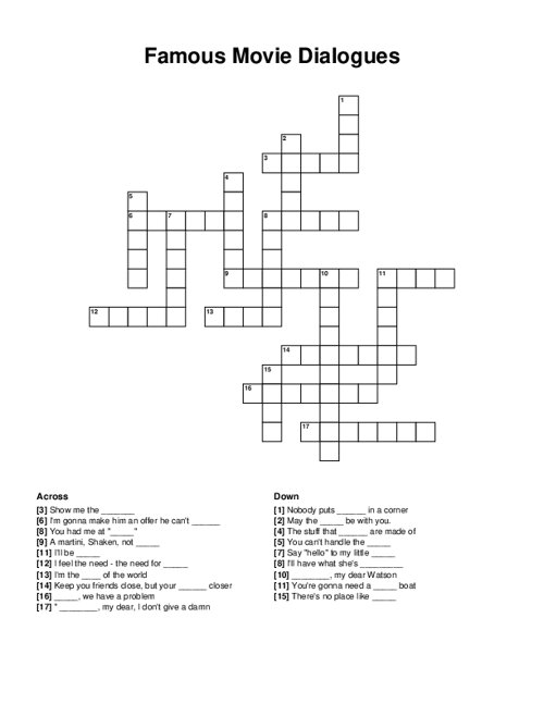 Famous Movie Dialogues Crossword Puzzle